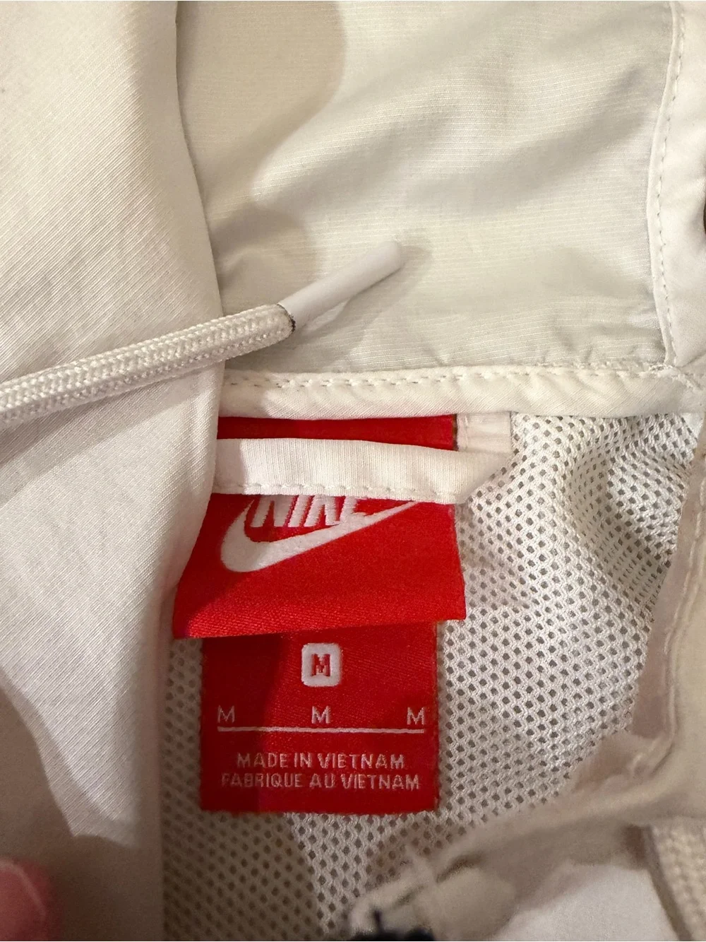 Nike White Jacket with Red Logo Tag